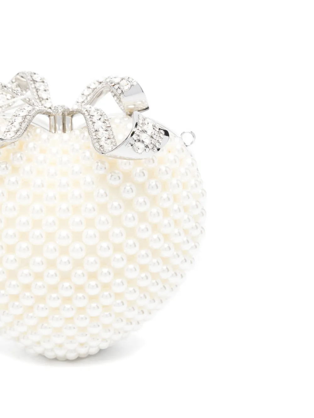 Self-Portrait Pearl Heart clutch Beige