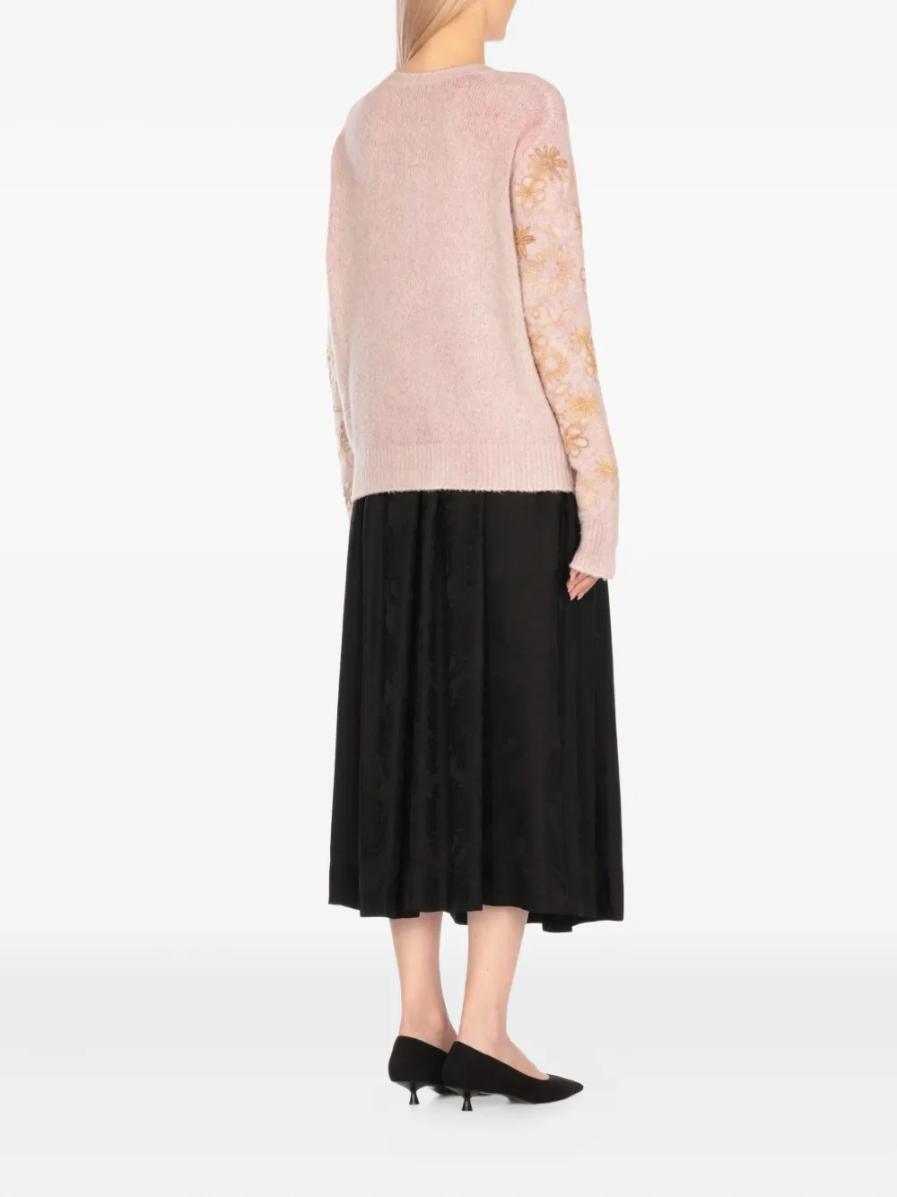 Avant Toi Trui met geborduurde bloemen Beige
