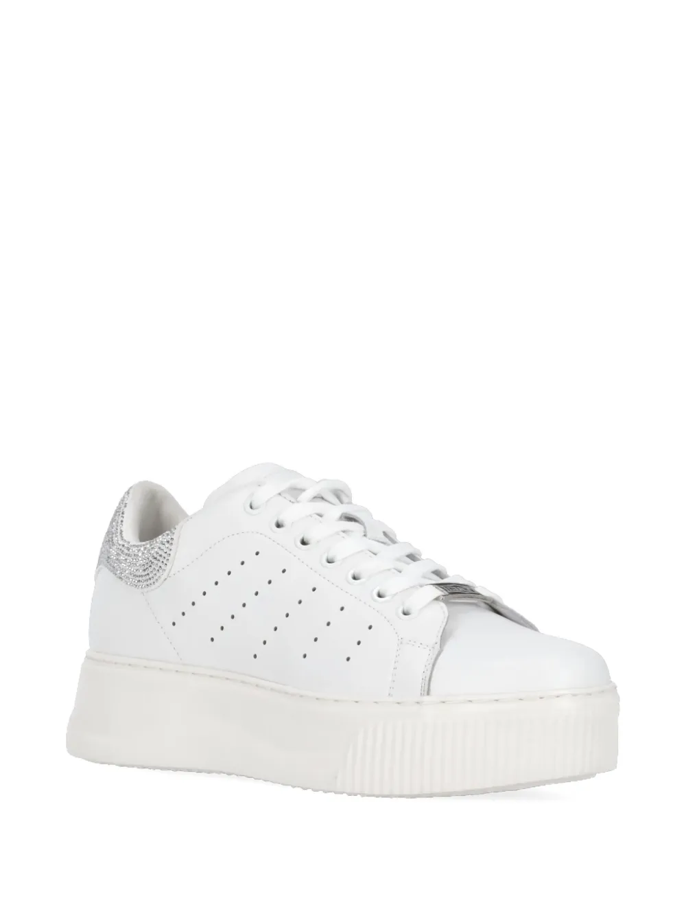 Cult Crystal-embellished Platform Sneakers In White