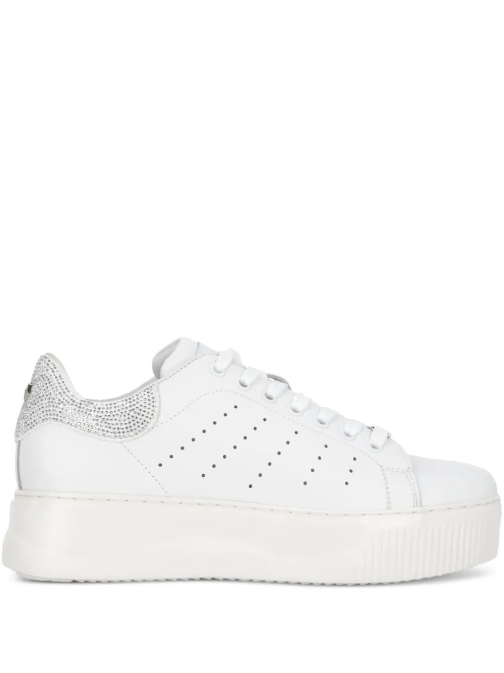 Cult crystal-embellished platform sneakers White