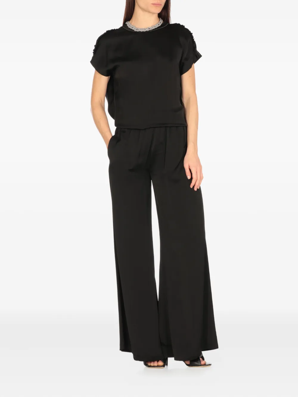 Fabiana Filippi T-shirt met ruches Zwart