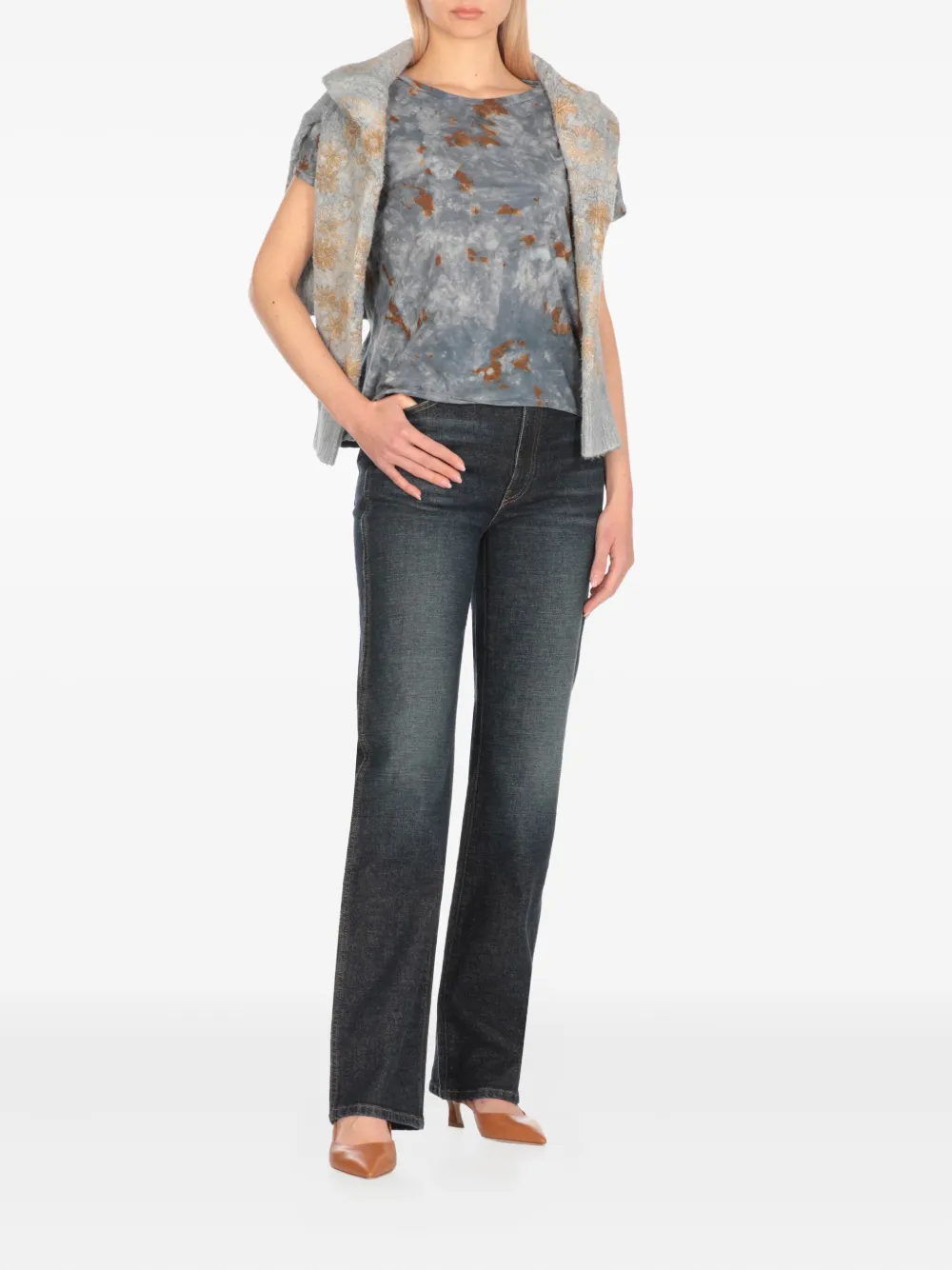 Avant Toi Katoenen T-shirt met tie-dye print Blauw