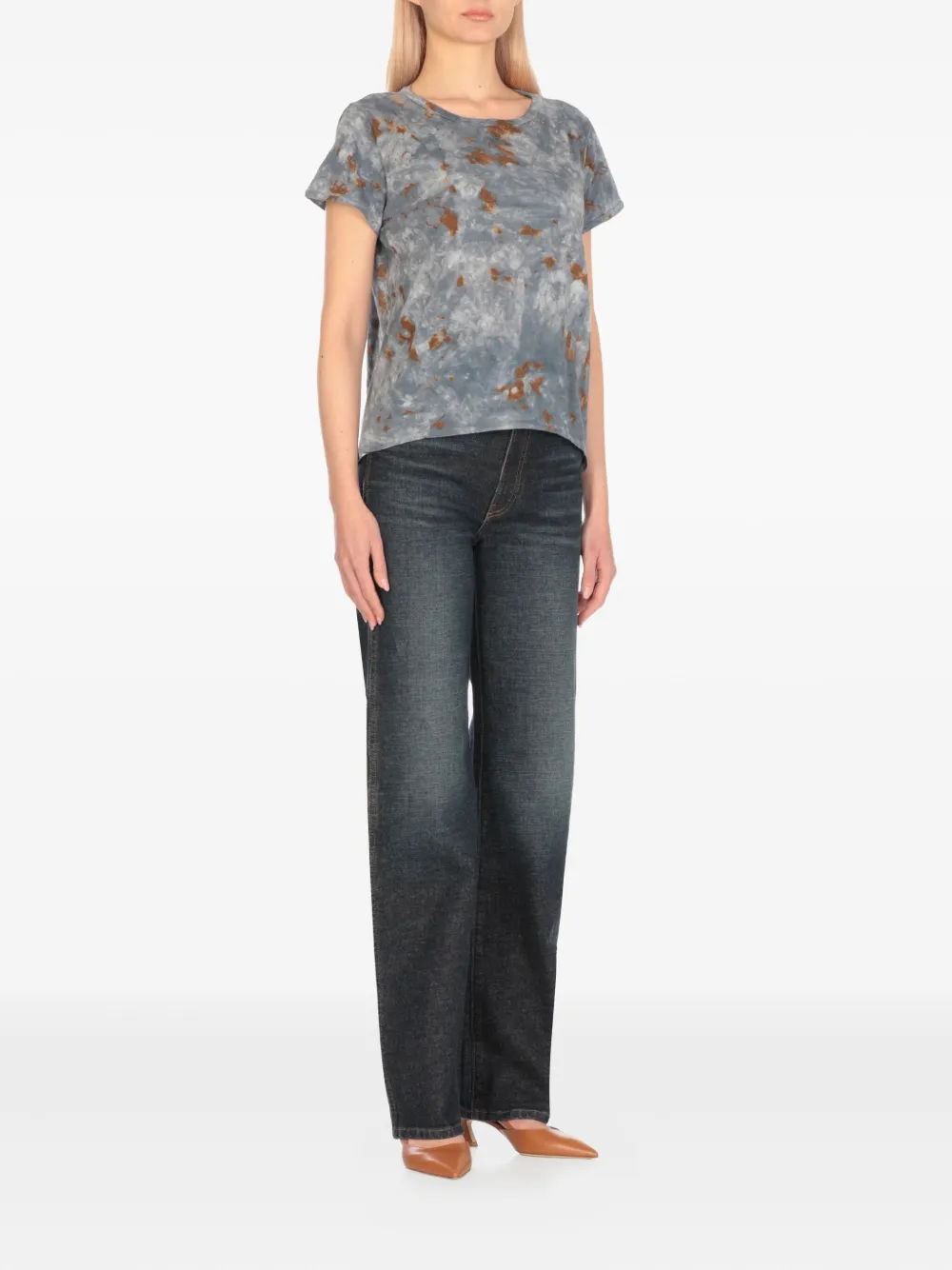 Avant Toi Katoenen T-shirt met tie-dye print Blauw