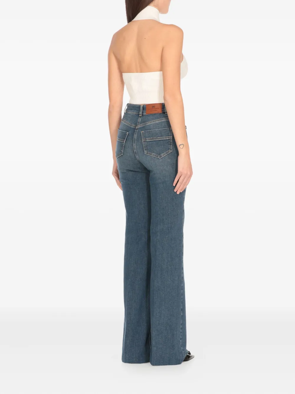 Elisabetta Franchi Geribbelde haltertop Wit