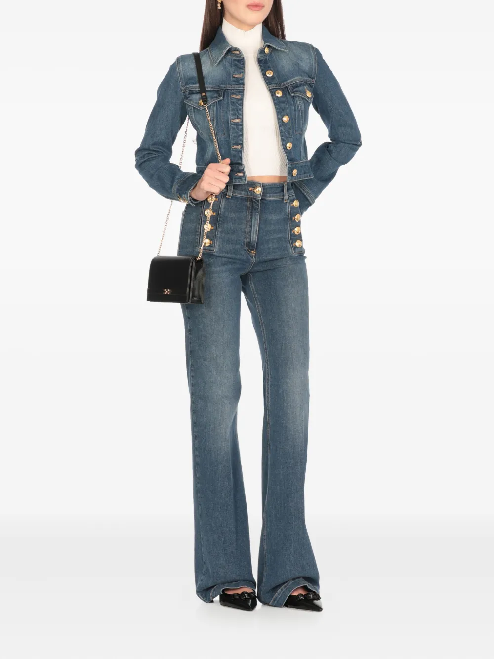 Elisabetta Franchi Geribbelde haltertop Wit