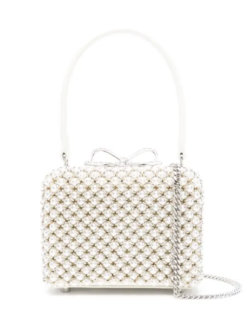 Self-Portrait mini pearl-embellishment tote bag