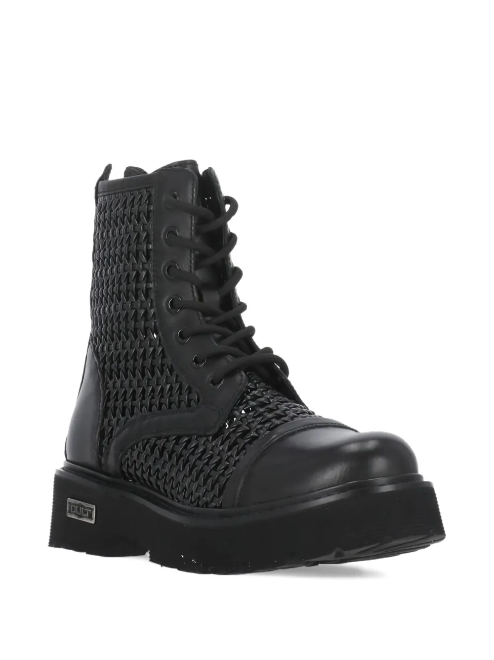 Cult Slash woven lace-up boots Black