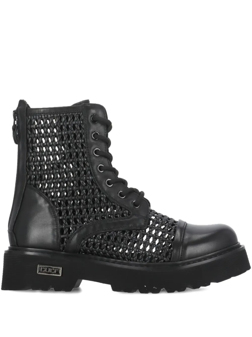 Cult Slash woven lace-up boots Black