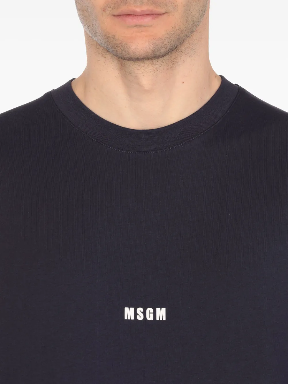 MSGM logo-embroidered long-sleeve t-shirt Blauw