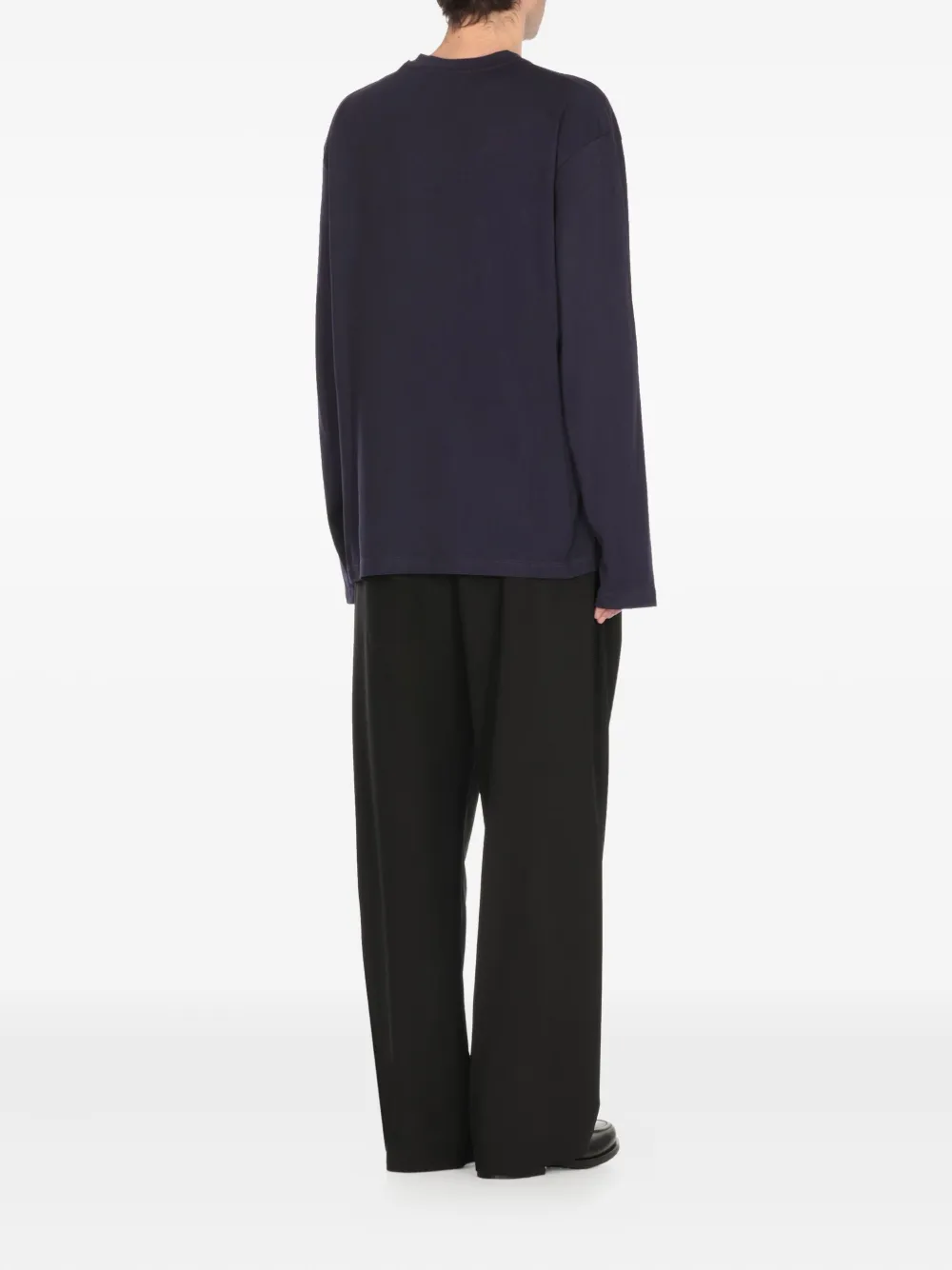 MSGM logo-embroidered long-sleeve t-shirt Blauw