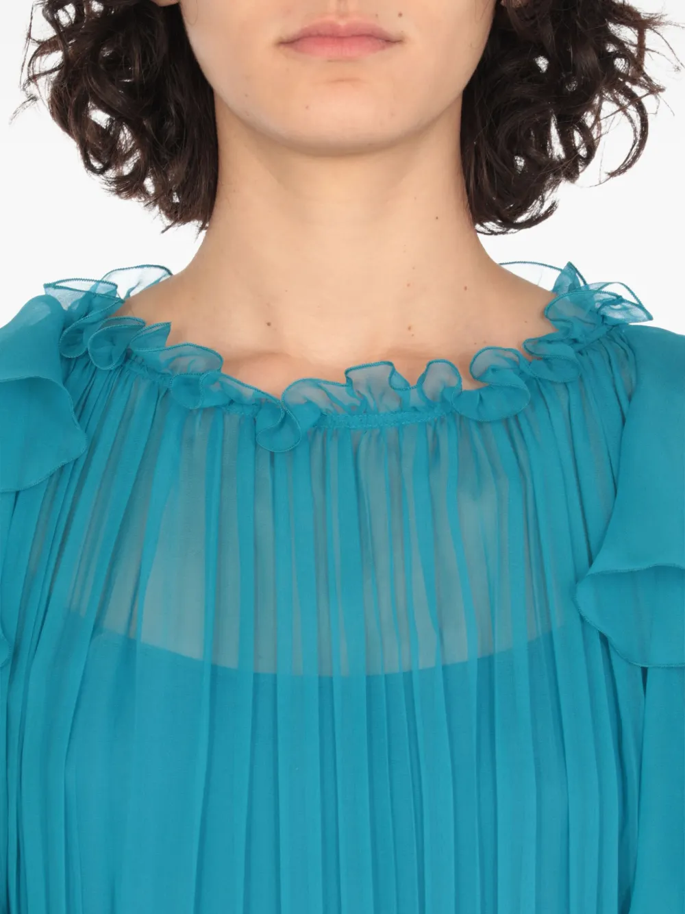 Alberta Ferretti Geplooide maxi-avondjurk met ruches Blauw