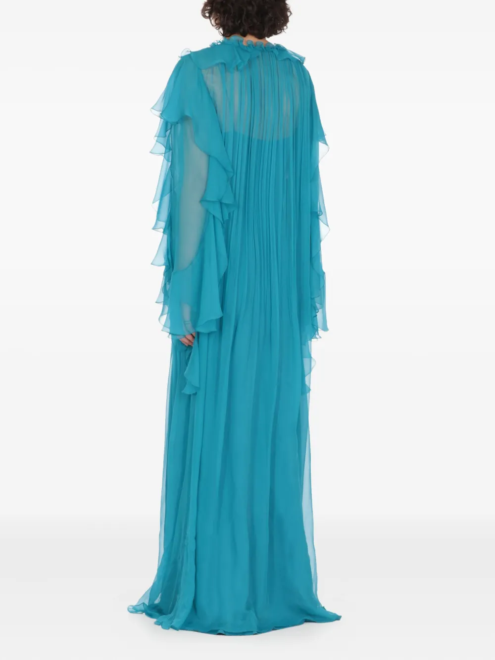 Alberta Ferretti Geplooide maxi-avondjurk met ruches Blauw