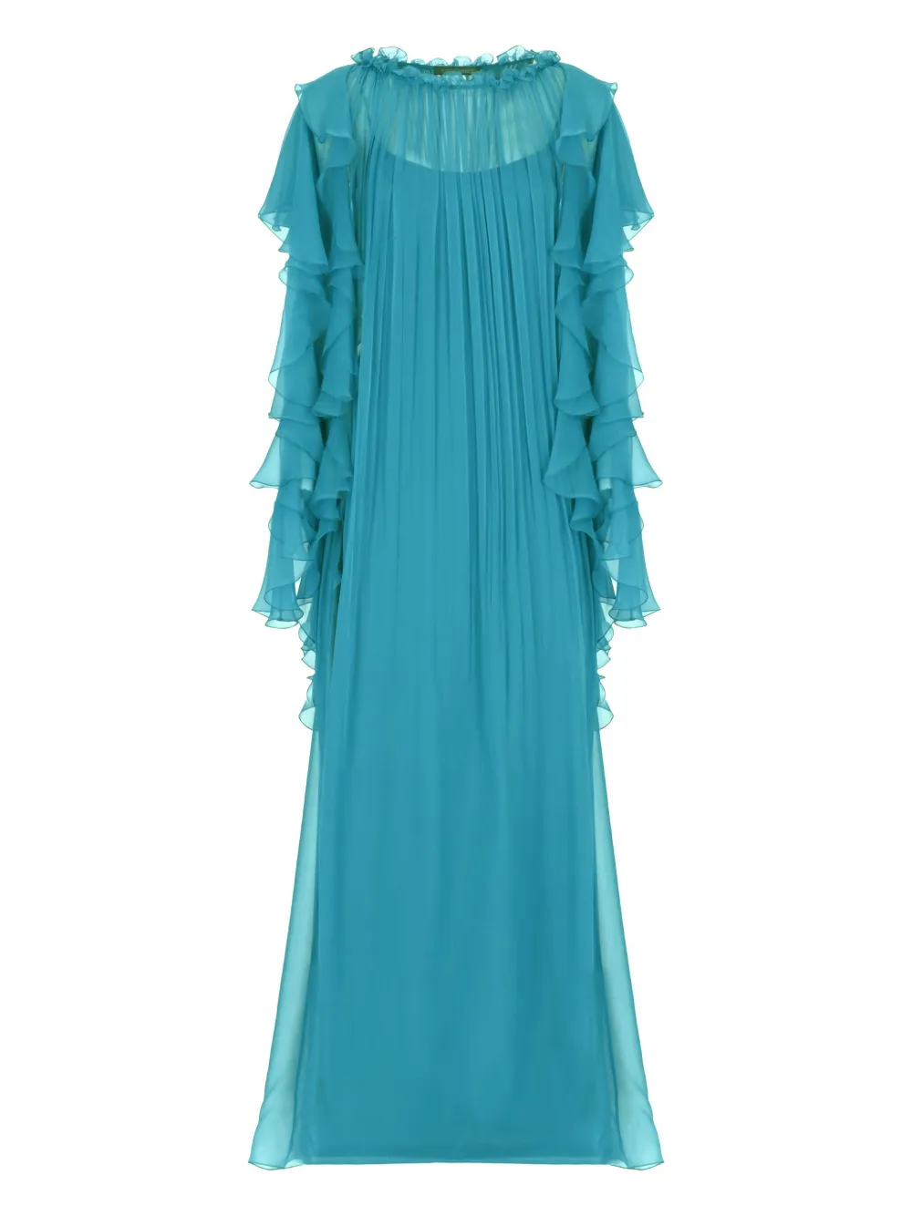 Alberta Ferretti Geplooide maxi-avondjurk met ruches Blauw