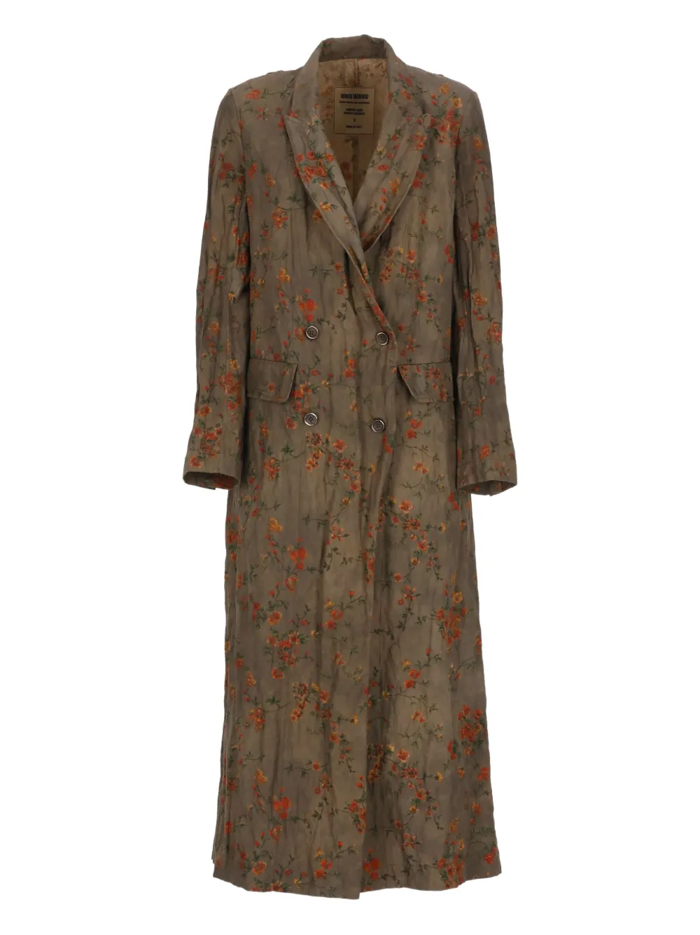 floral-pattern double-breasted coat