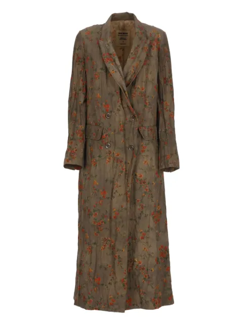 Uma Wang floral-pattern double-breasted coat