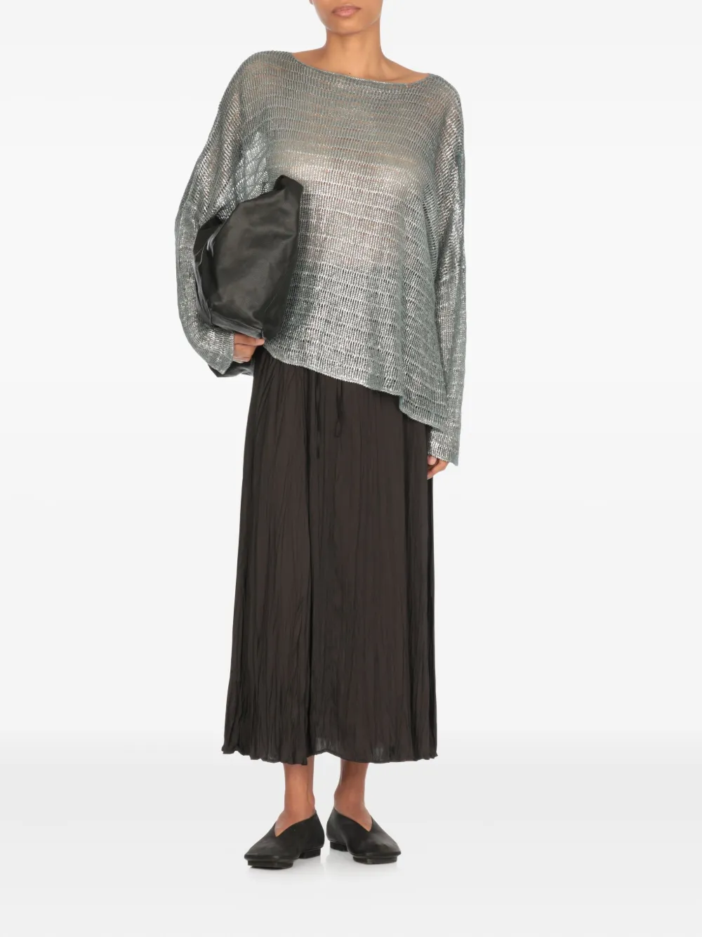 Avant Toi Opengebreide trui met metallic-effect Grijs