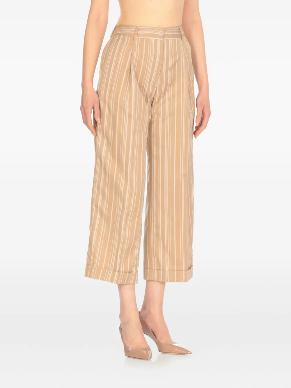 PT Torino striped cropped trousers - Beige