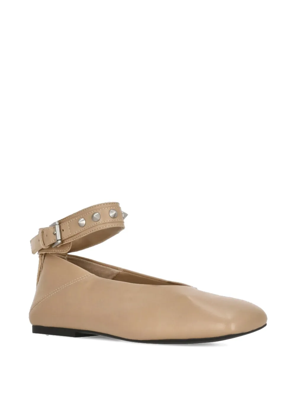 Ash studded ankle-strap flat pumps Neutrals