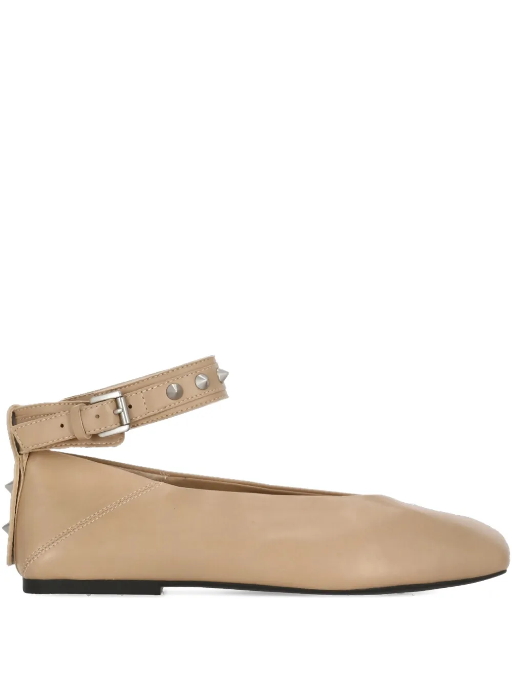 Ash studded ankle-strap flat pumps Neutrals
