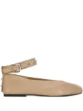 Ash studded ankle-strap flat pumps - Neutrals