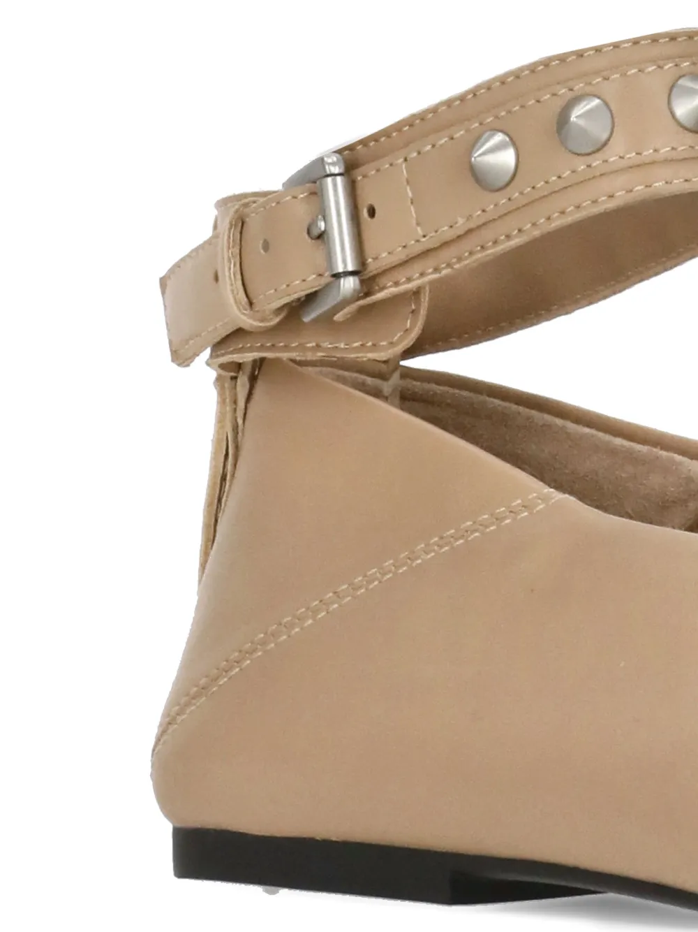 Ash studded ankle-strap flat pumps Neutrals