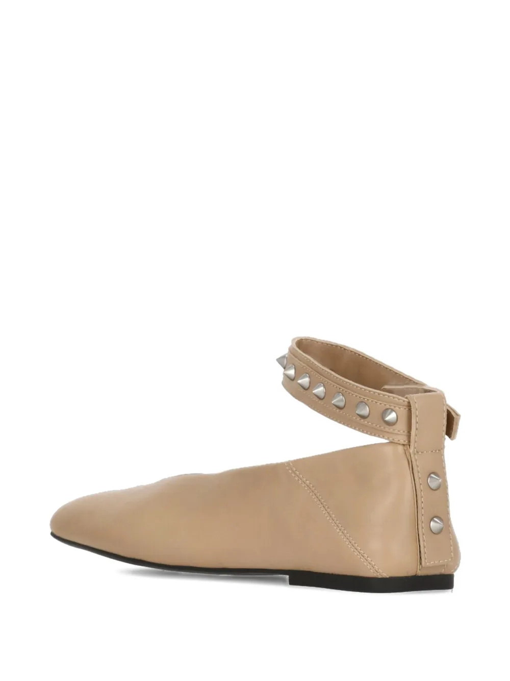 Ash studded ankle-strap flat pumps Neutrals