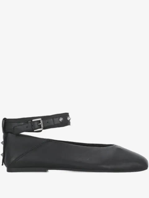 Ash studded ankle-strap ballet flats
