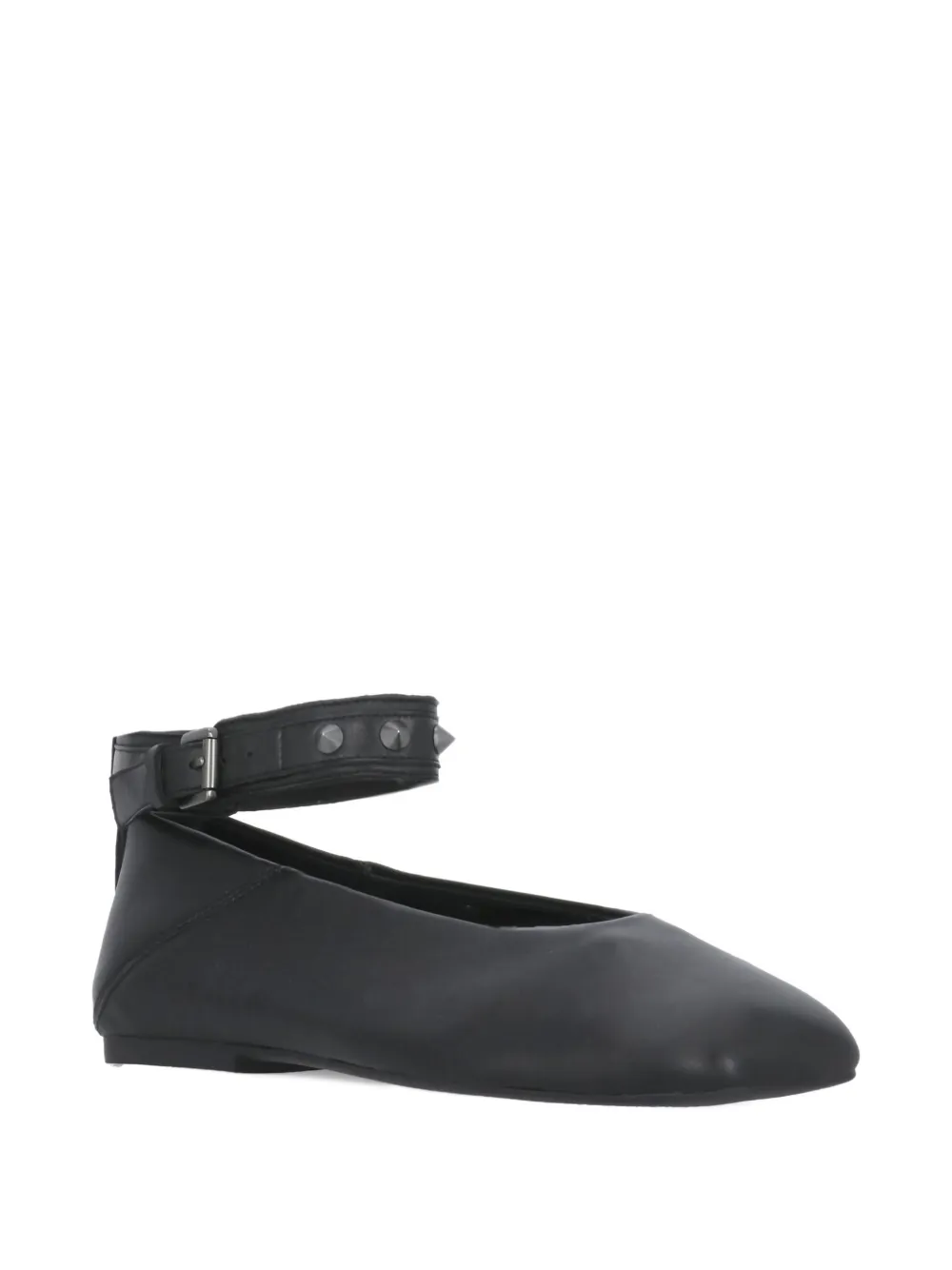 Ash studded ankle-strap ballet flats Black