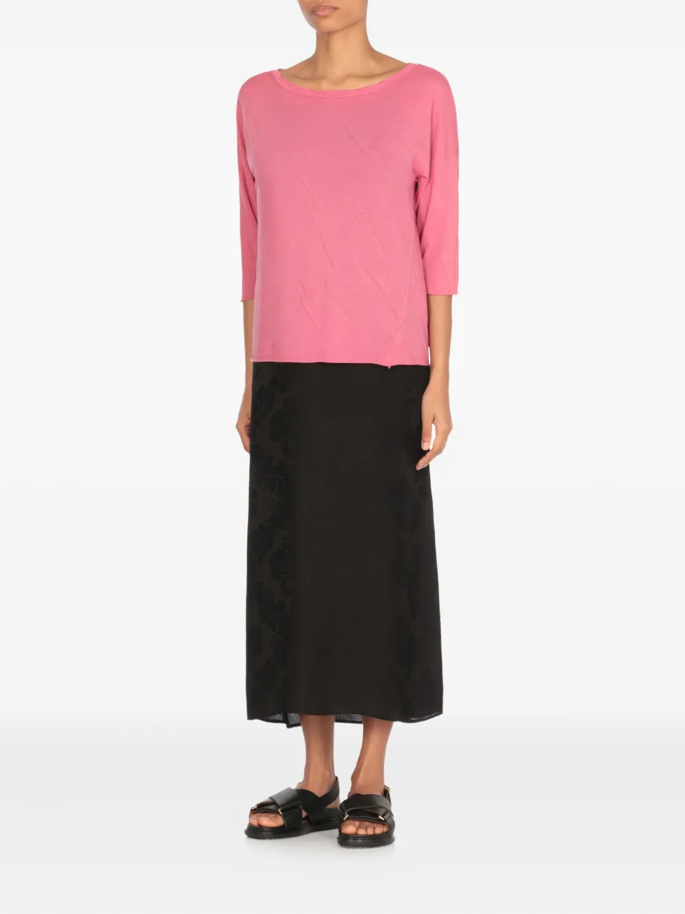 Avant Toi Top met cropped mouwen en ronde hals Roze