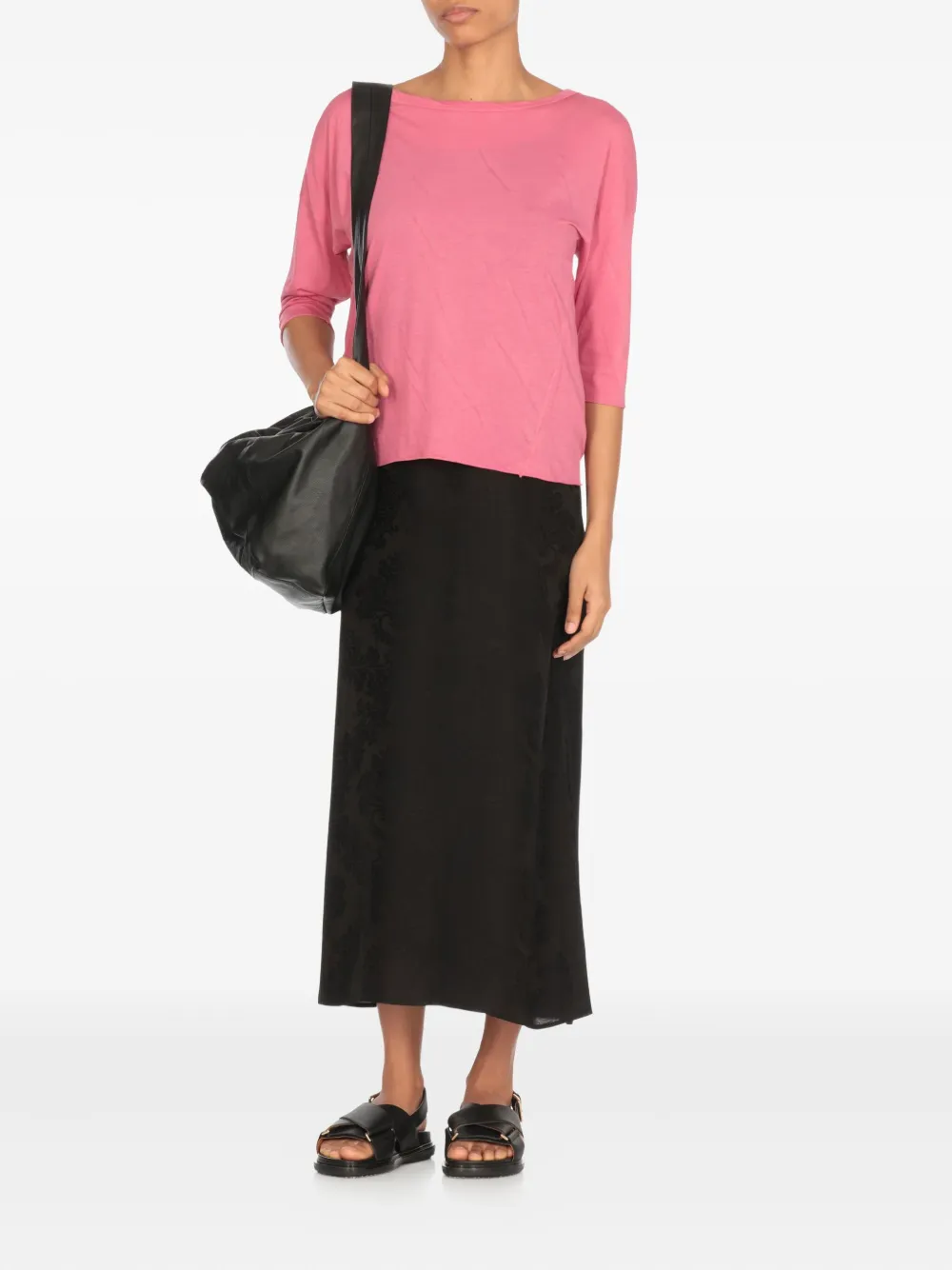 Avant Toi Top met cropped mouwen en ronde hals Roze