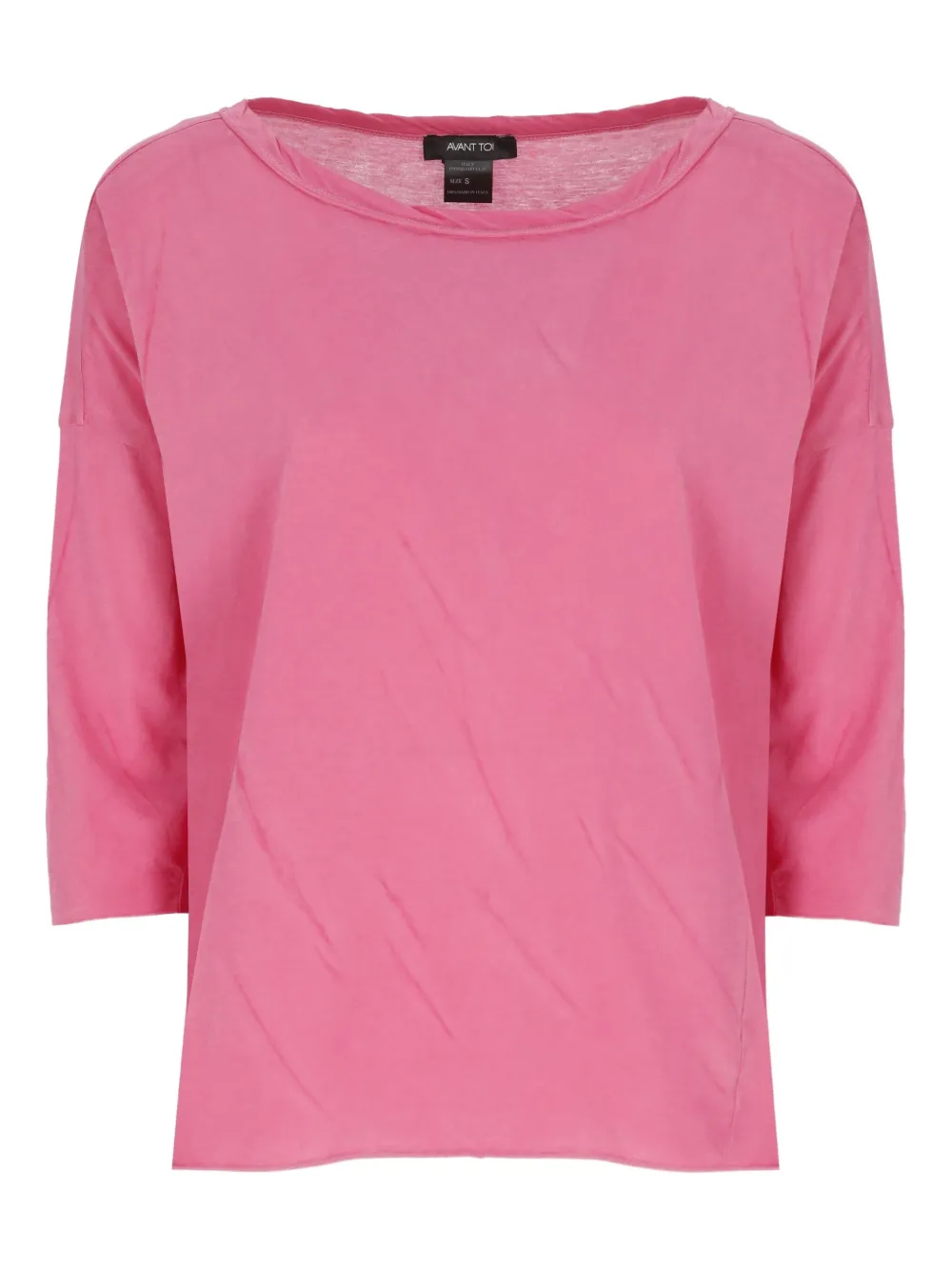 Avant Toi Top met cropped mouwen en ronde hals Roze