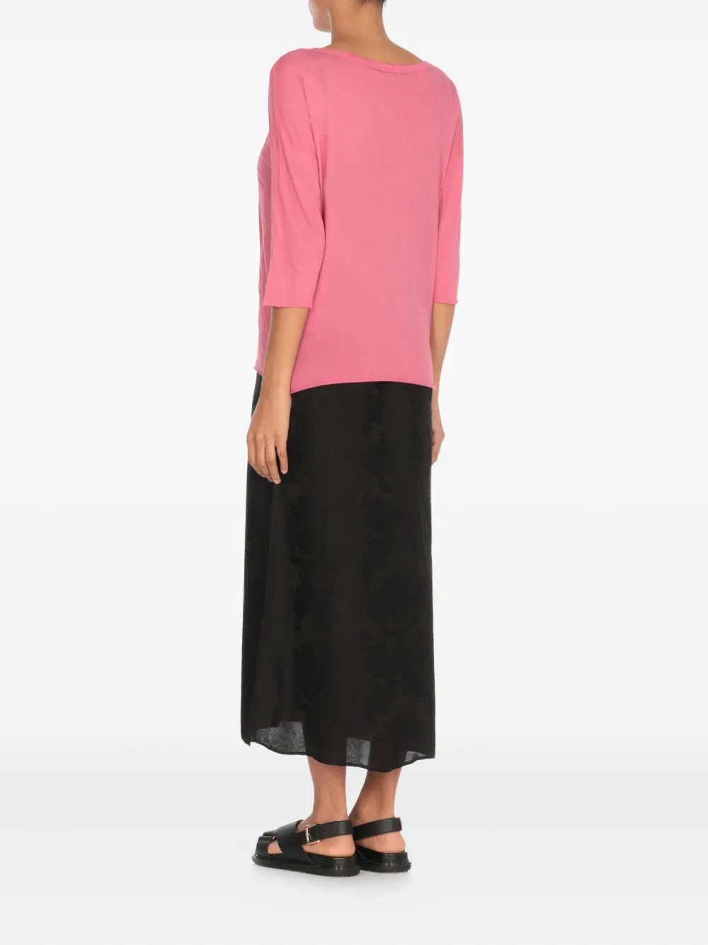 Avant Toi Top met cropped mouwen en ronde hals Roze