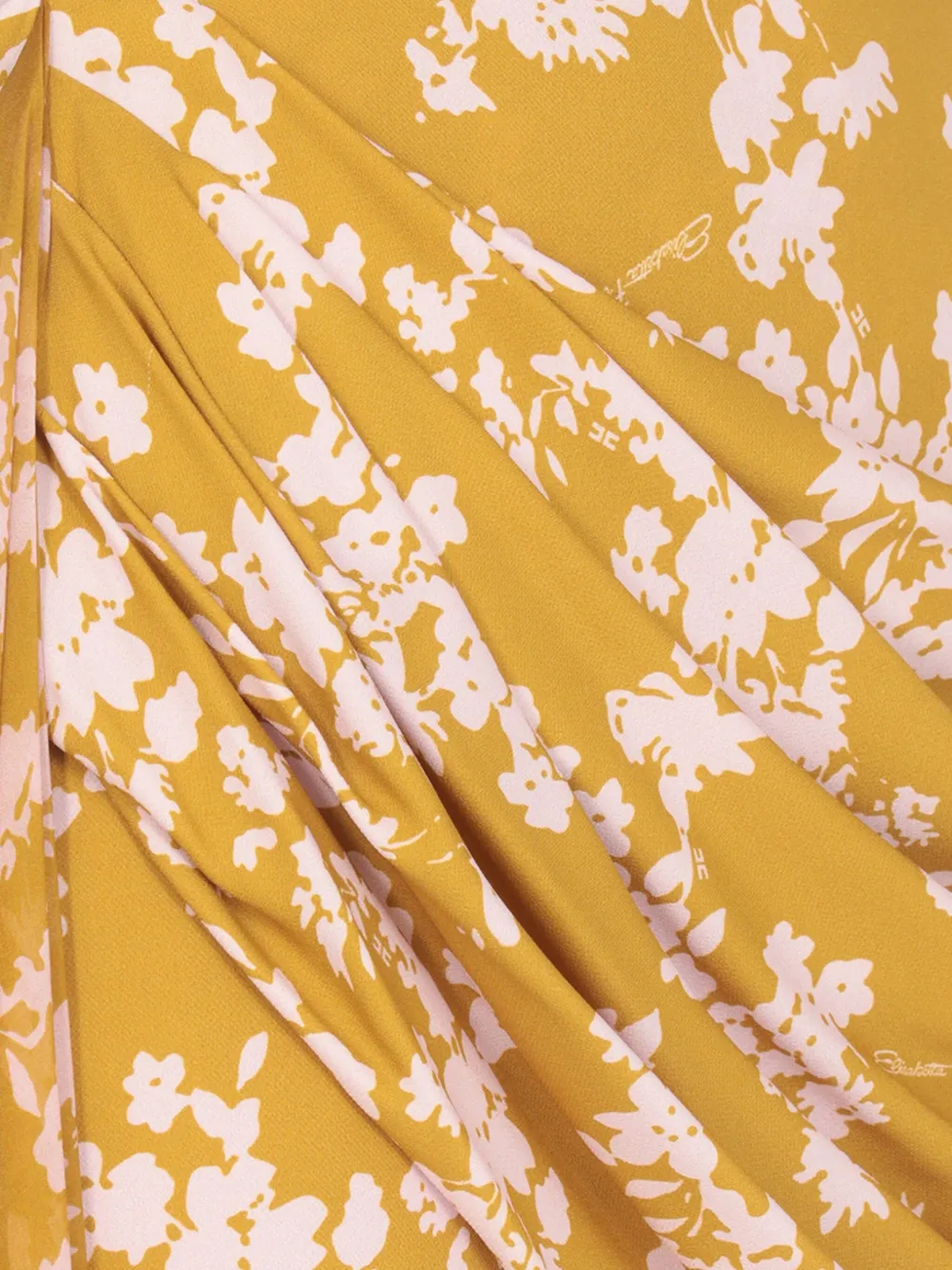 Elisabetta Franchi Gedrapeerde rok met bloemenprint Geel