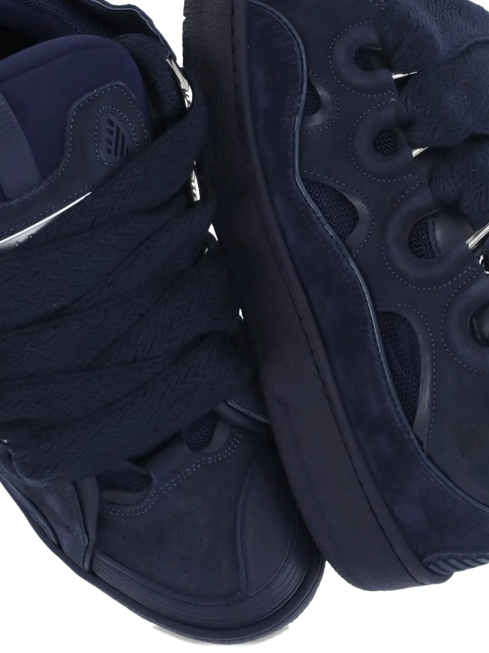 Lanvin Curb lace-up embossed-logo sneakers Blue