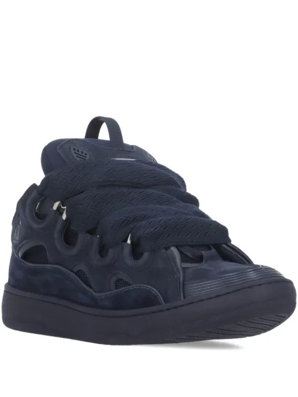 Lanvin Curb Lace-up Embossed-logo Sneakers in Blue