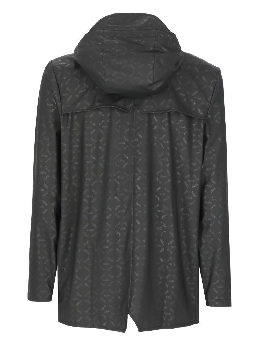 Rains logo-pattern hooded jacket Zwart
