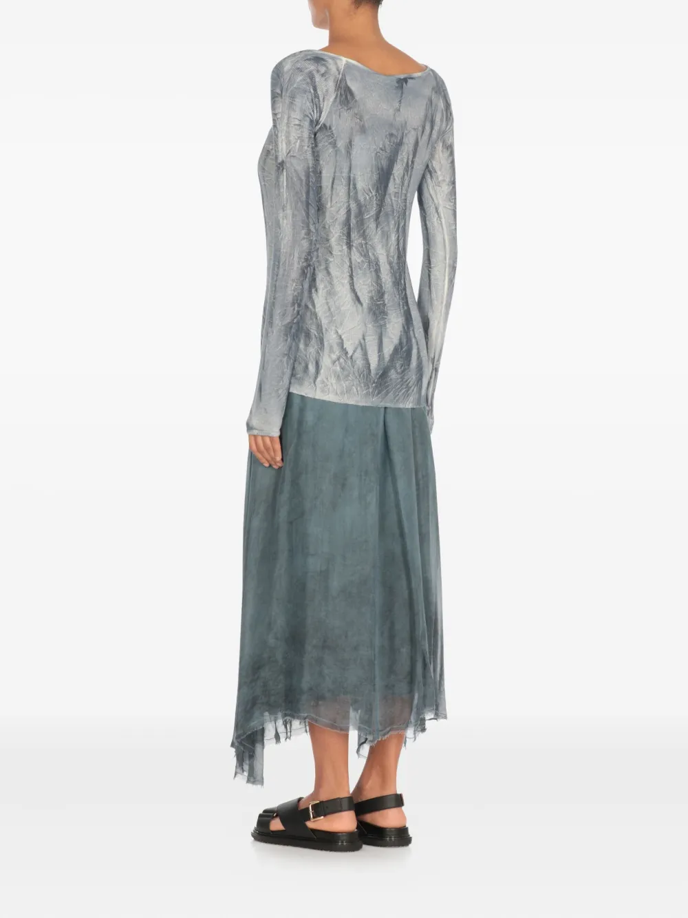 Avant Toi Top met tie-dye print en diepe ronde hals Grijs