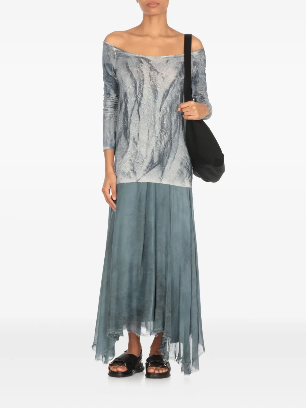 Avant Toi Top met tie-dye print en diepe ronde hals Grijs