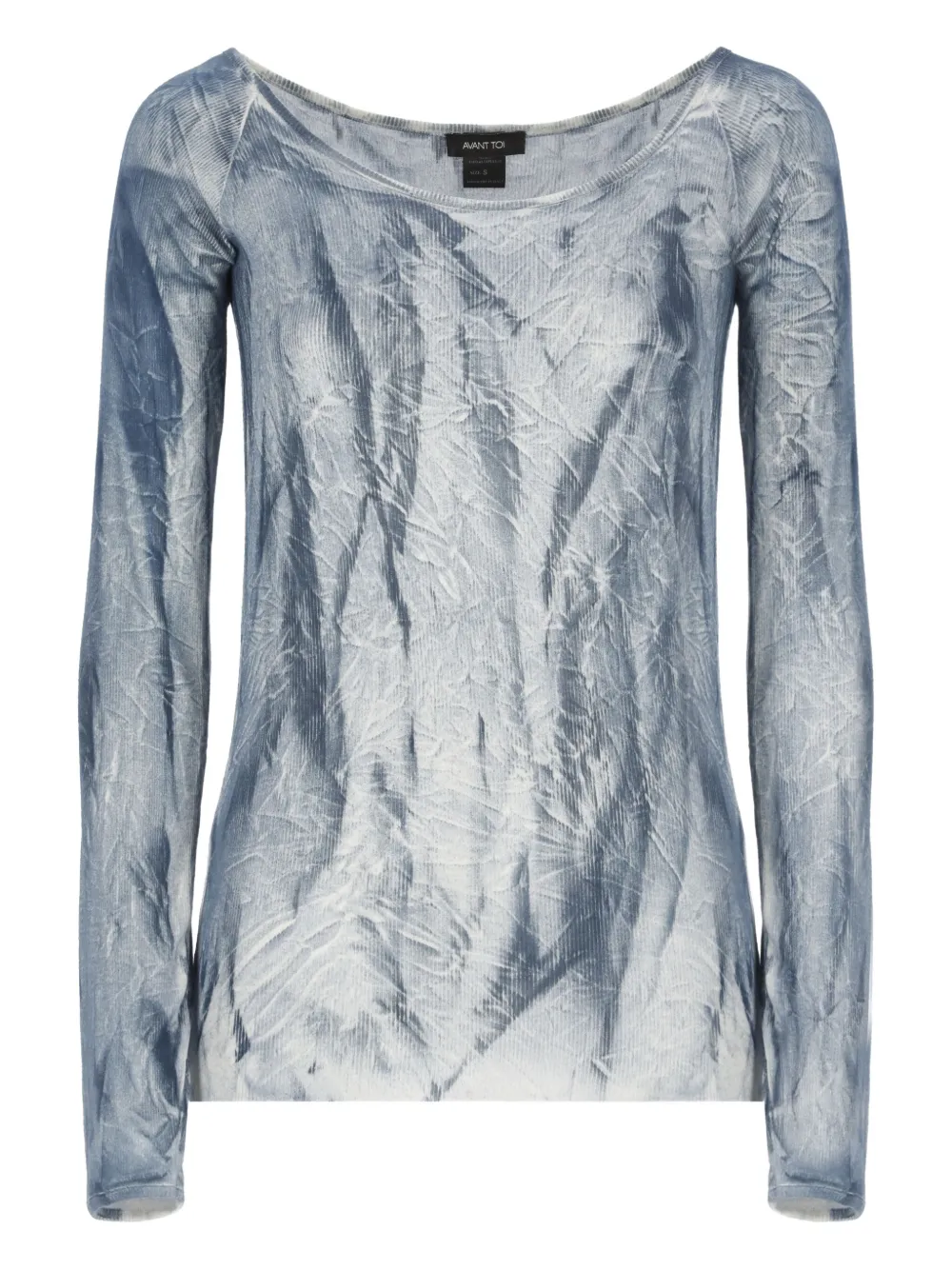 Avant Toi Top met tie-dye print en diepe ronde hals Grijs