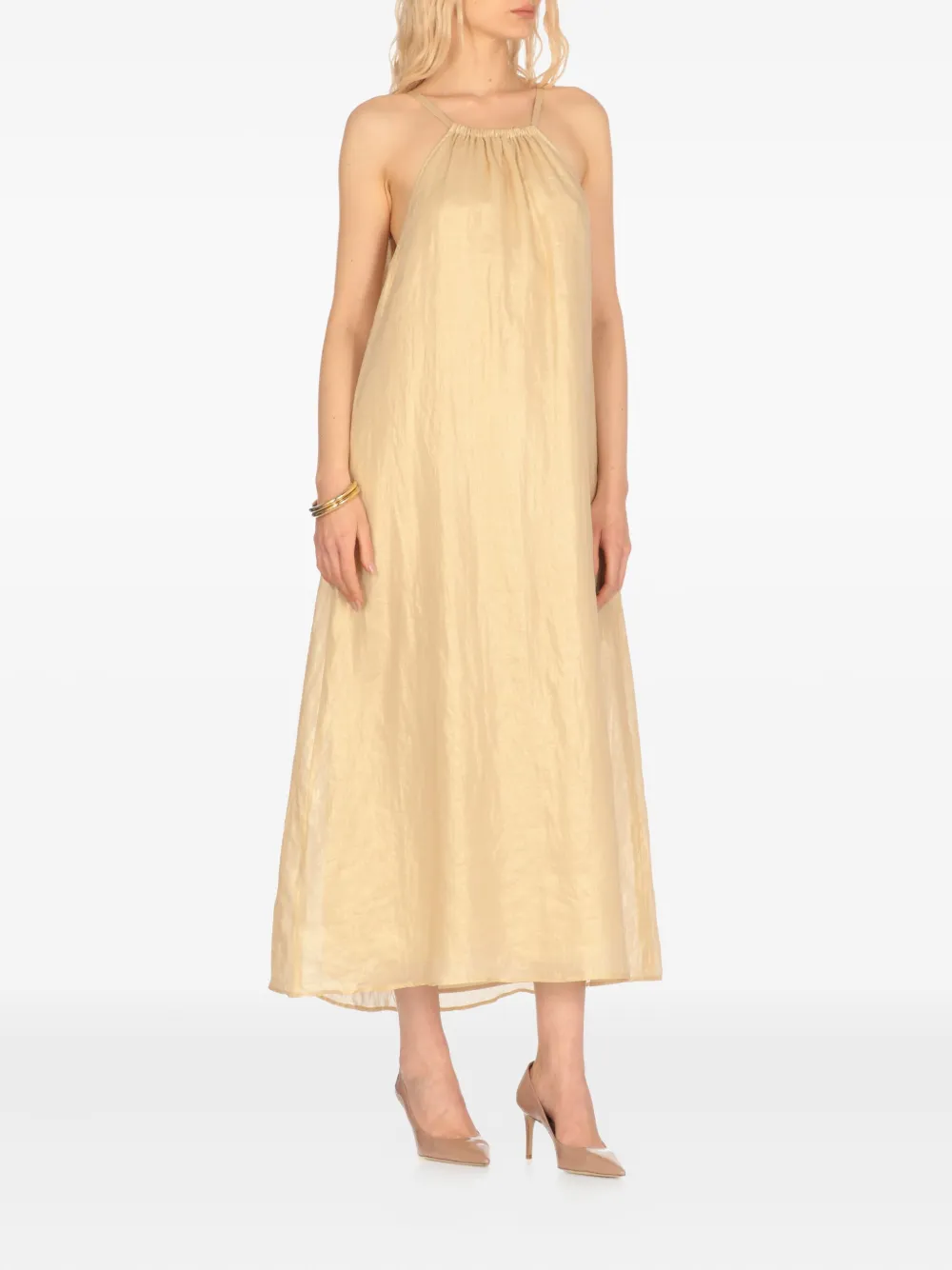 Peserico Maxi-jurk met halternek Beige