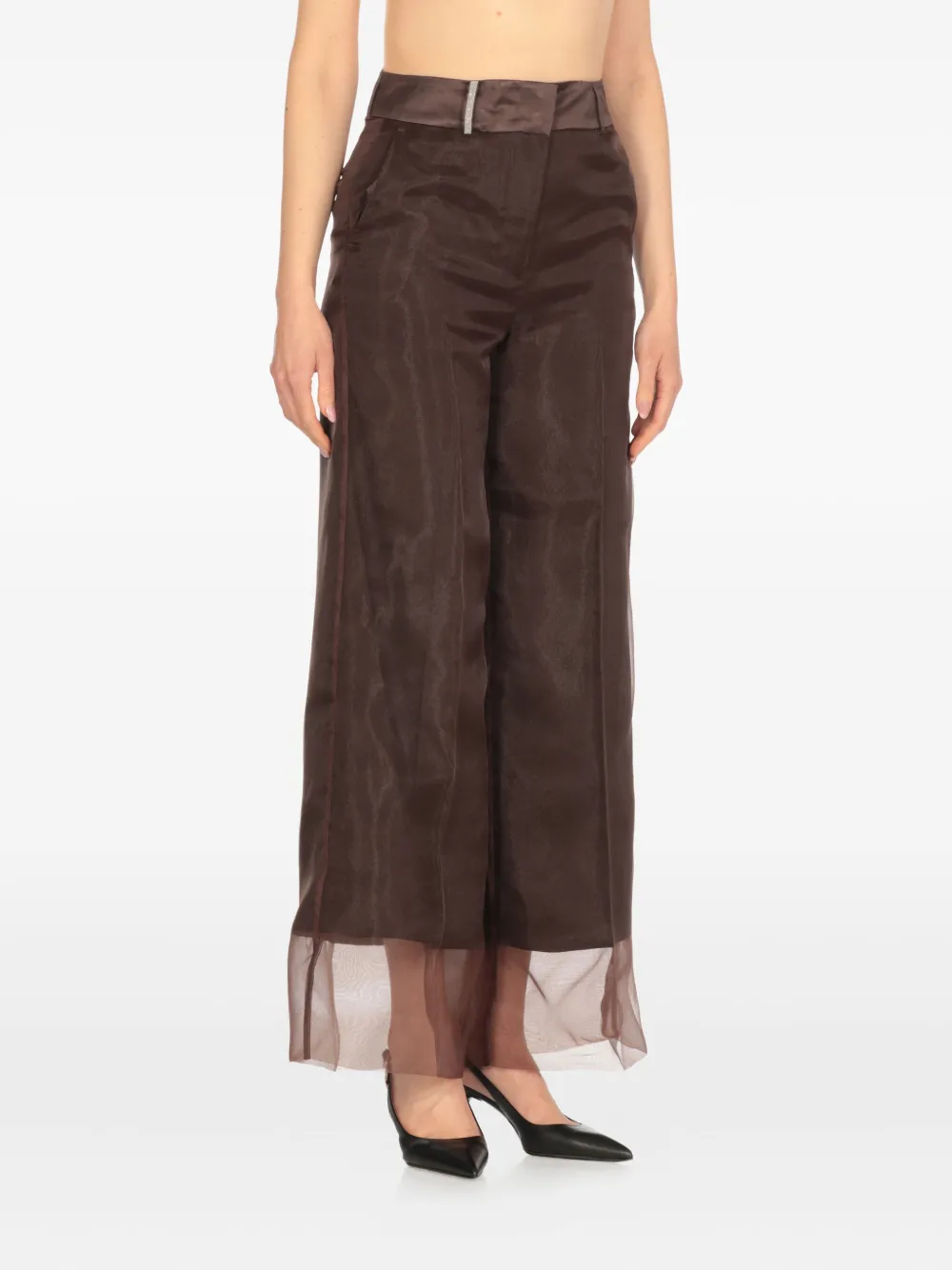 Peserico hem-detail trousers - Bruin
