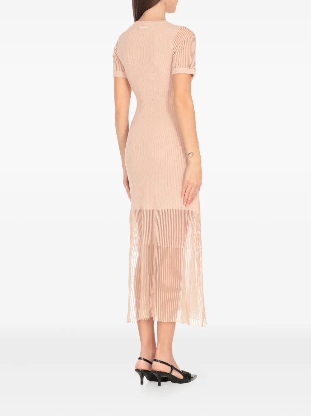 PINKO Ribgebreide geplooide midi-jurk Roze