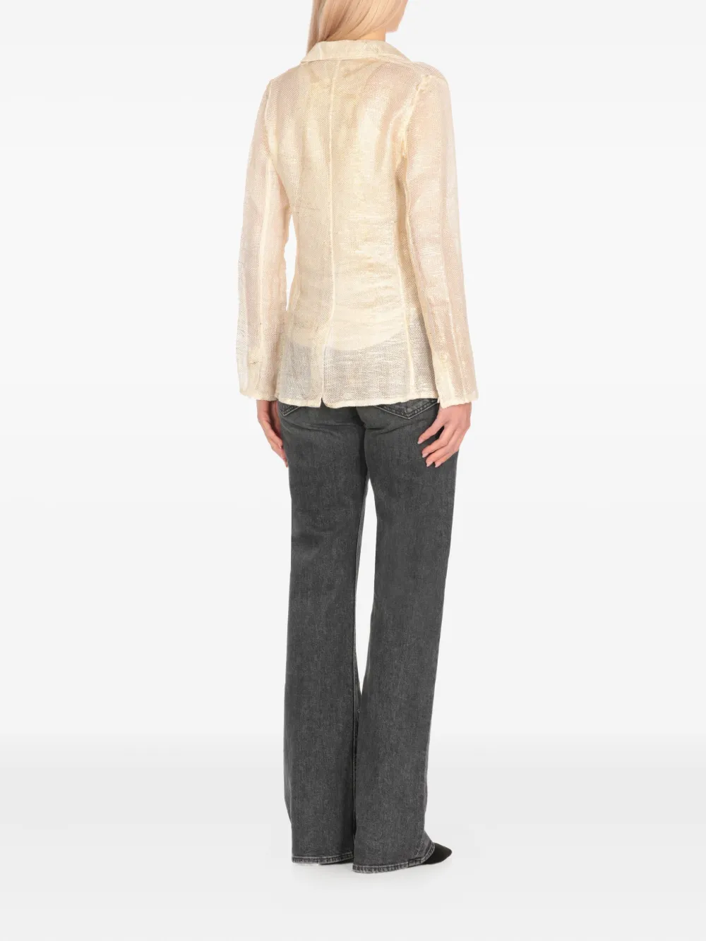 Avant Toi Blazer met opgestikte zakken en puntige revers Beige