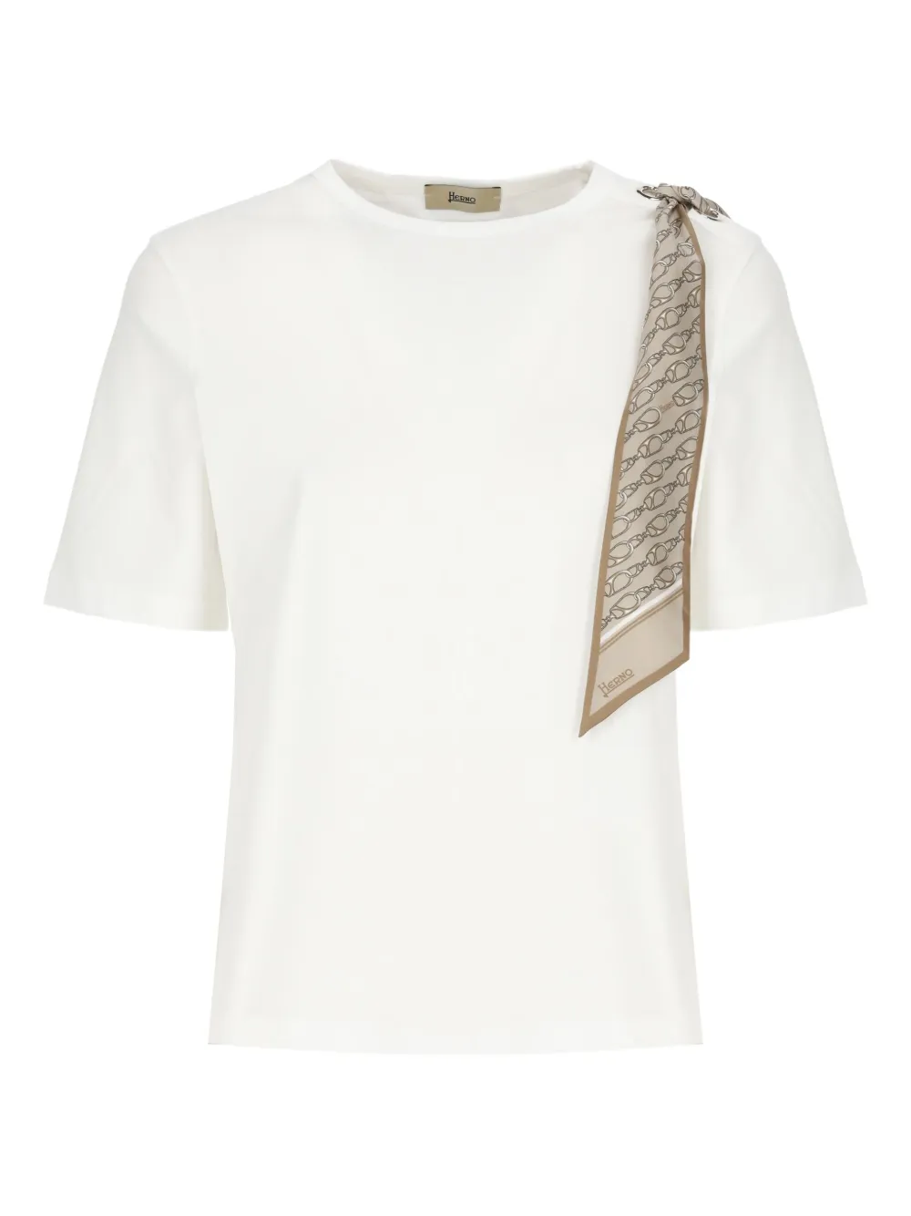 Herno スカーフディテール Tシャツ - ホワイト Herno スカーフディテール Tシャツ - ホワイト