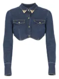 Elisabetta Franchi cropped gold-collar denim top - Blue