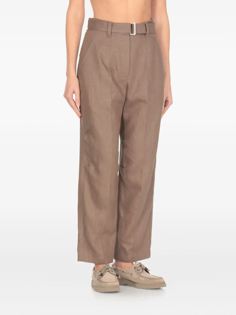 Brunello Cucinelli belted side-pockets straight trousers Bruin