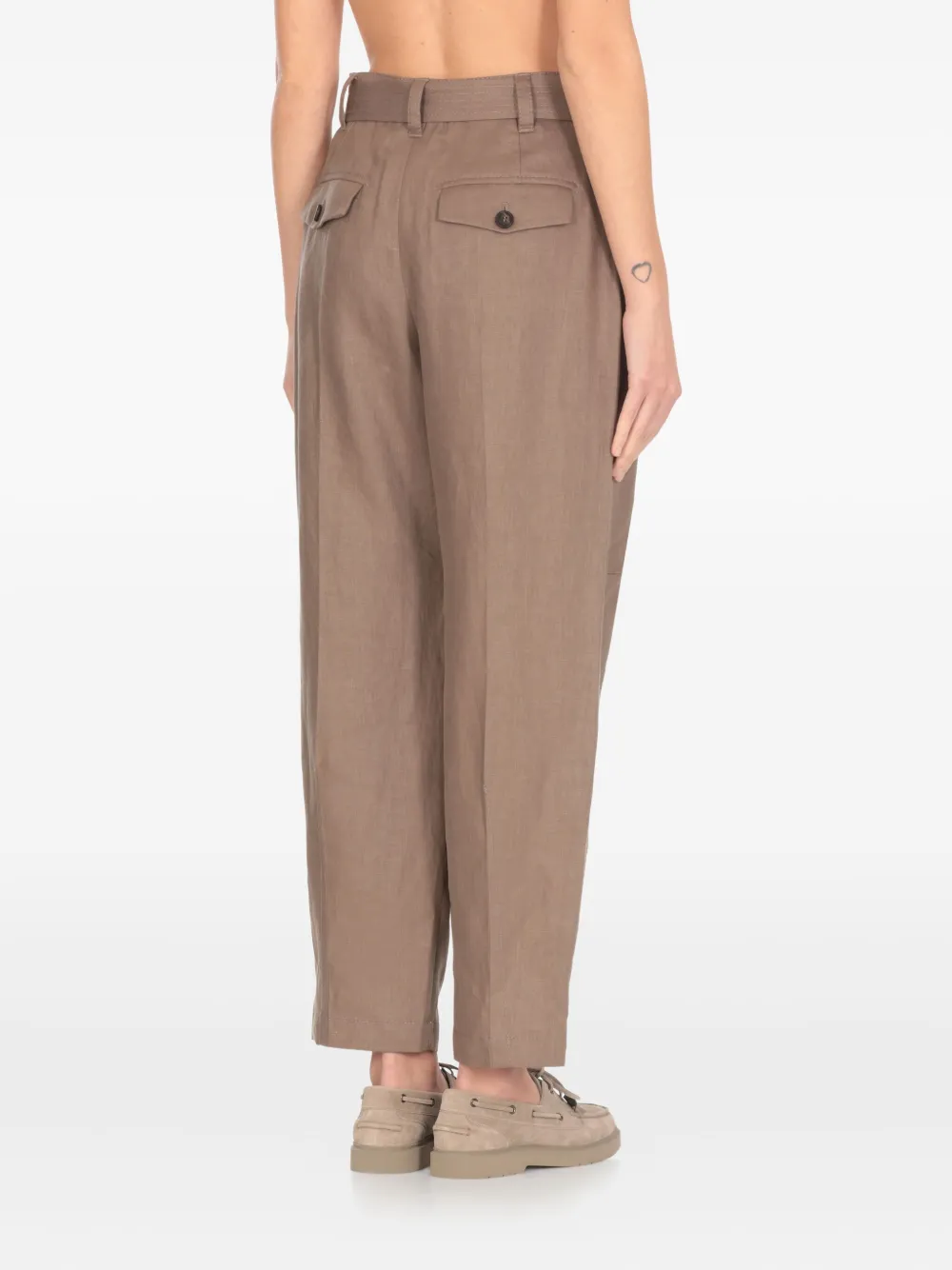 Brunello Cucinelli belted side-pockets straight trousers Bruin