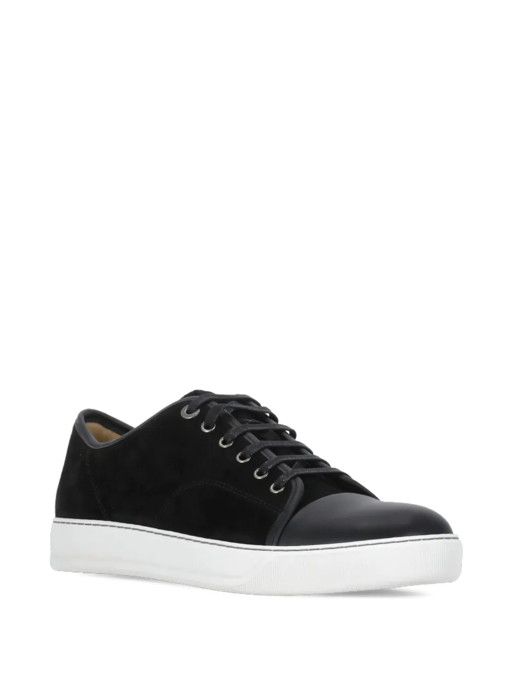 Lanvin suede leather lace-up sneakers Black