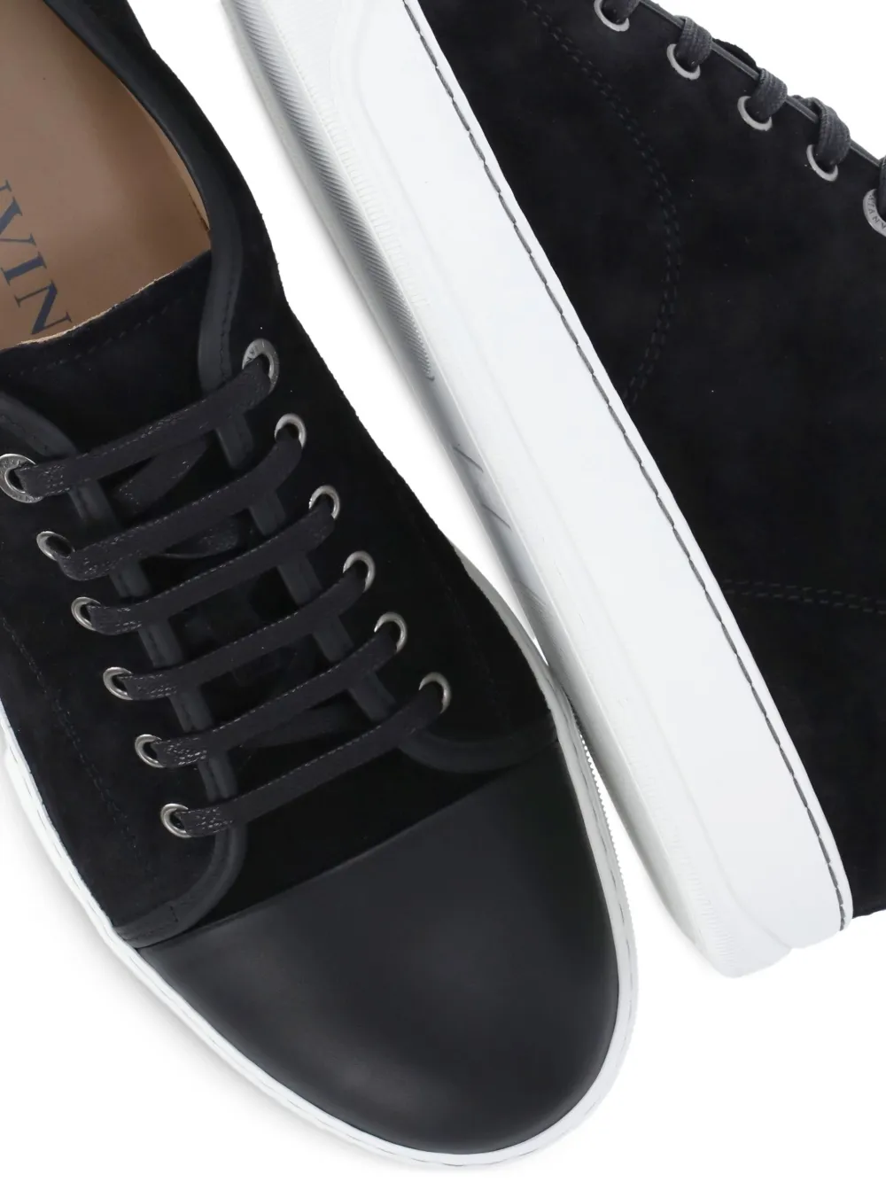 Lanvin suede leather lace-up sneakers Black