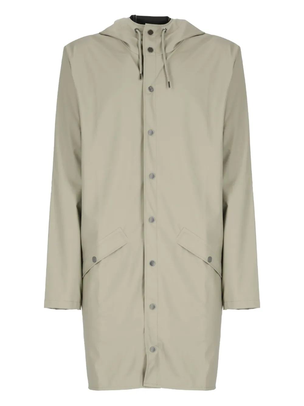 high-neck buttoned raincoat